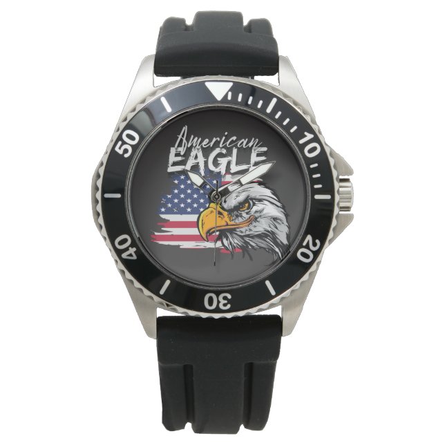 Adler mit amerikanischer Flagge Armbanduhr (Vorderseite)