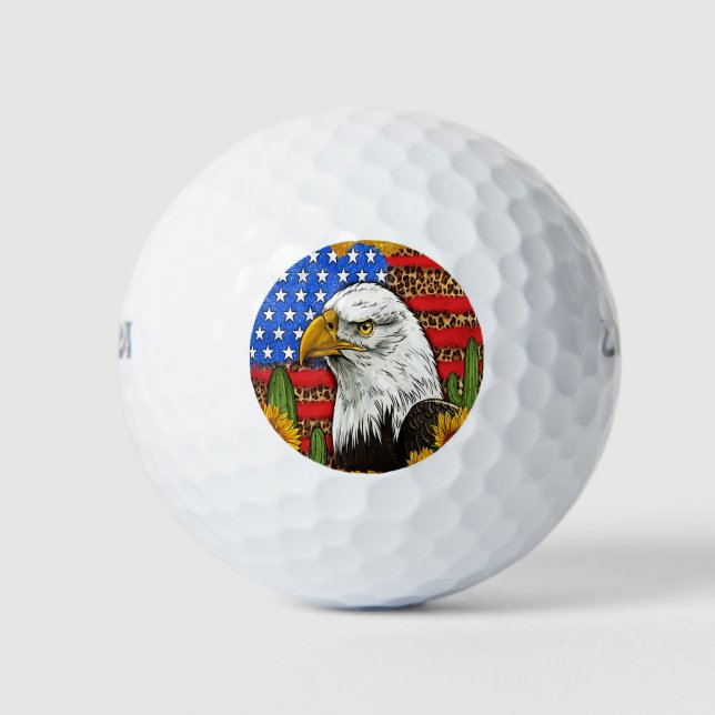 Adler mit amerikanischer Flagge Golfball (Vorderseite)