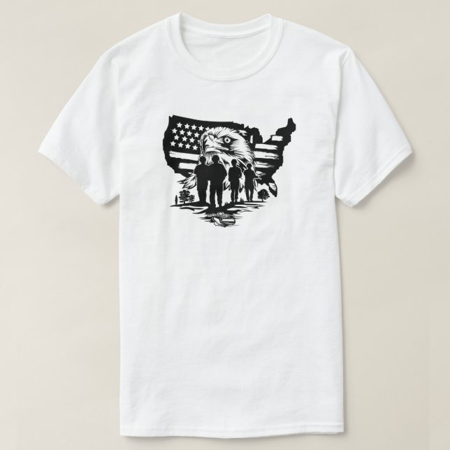 Adler mit amerikanischer Flagge & Soldaten T - Shi T-Shirt (Design vorne)
