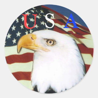 Adler mit Fahne, U, S, A Scker Runder Aufkleber