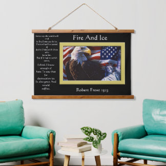 Adler mit Feuer und Eisschild, sitzend und aussehe Wandteppich Mit Holzrahmen