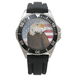 Adler mit verblasster amerikanischer Flagge Armbanduhr