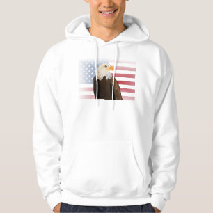 Adler mit verblasster amerikanischer Flagge Hoodie