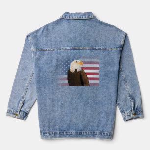 Adler mit verblasster amerikanischer Flagge Jeansjacke