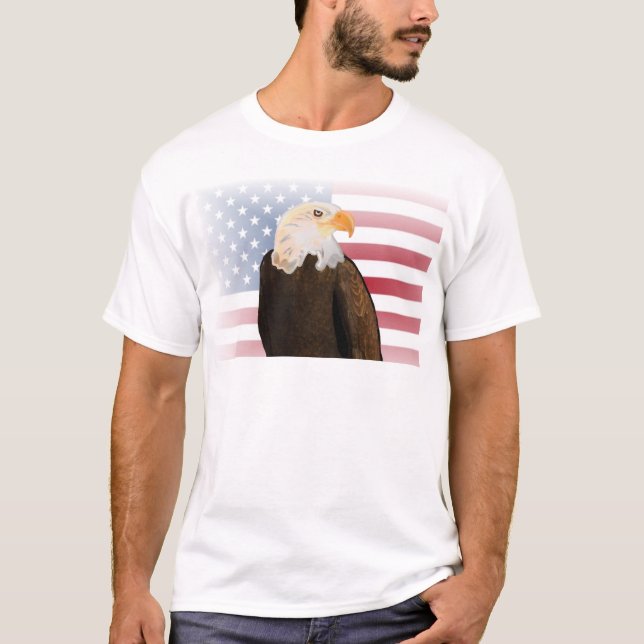 Adler mit verblasster amerikanischer Flagge T-Shirt (Vorderseite)