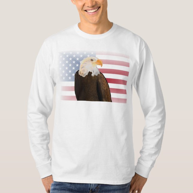 Adler mit verblasster amerikanischer Flagge T-Shirt (Vorderseite)