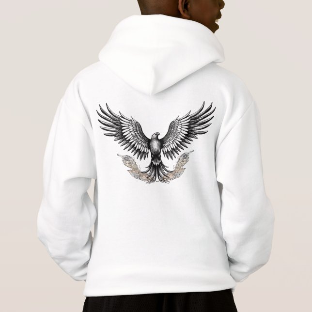 Adler mit Verzierten Federn Hoodie (Rückseite)