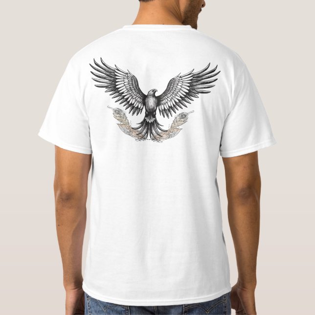 Adler mit Verzierten Federn T-Shirt (Rückseite)