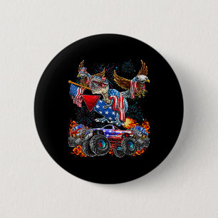 Adler-Monstertruck-Dinosaur 4. Juli Amerika Patrio Button