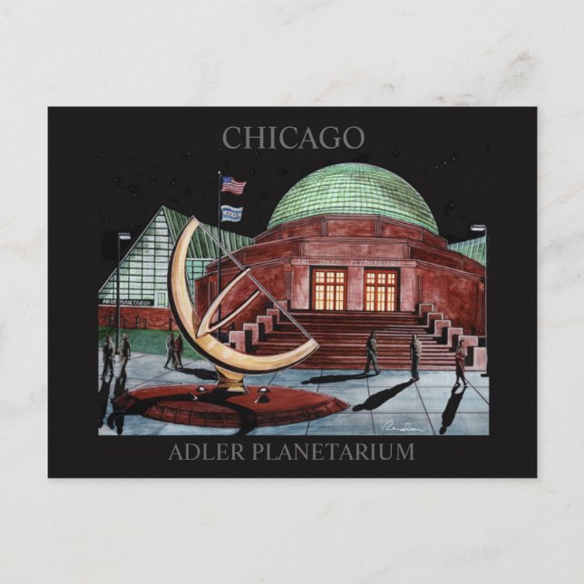 Adler Planetarium Postcard Randsom Art Chicago Postkarte (Vorderseite)