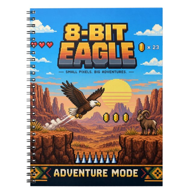 Adler, Retro-8-Bit-Pixelkunst Notizblock (Vorderseite)