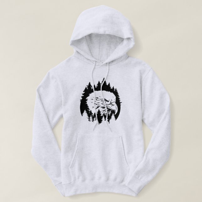 Adler-Silhouette mit Blick auf dichten Wald Hoodie (Design vorne)