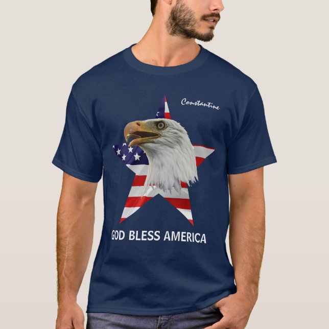 Adler, Stern, Flag, atemberaubend anpassbar T-Shirt (Vorderseite)