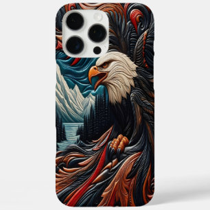 Adler-Szene-Leder-Optik-Kunstwerk iPhone 16 Pro Max Hülle