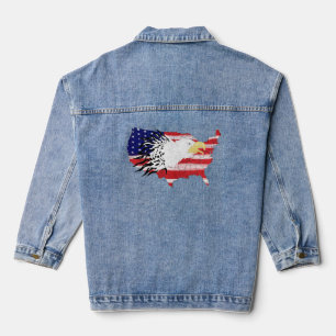 Adler über Amerika bemalt Fahne Jeansjacke