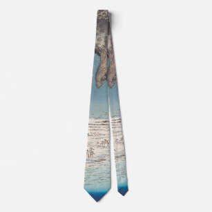 Adler über Edo Bay Vintage Ukiyo-e japanische Kuns Krawatte