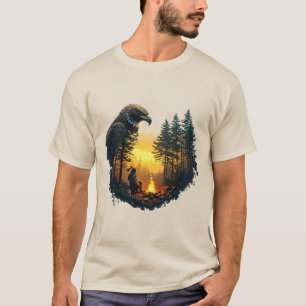 🦅 Adler über Lagerfeuer-Sonnenuntergang in der Wi T-Shirt