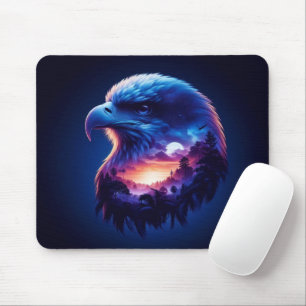 Adler überlagert mit mystischer Sonnenuntergangsla Mousepad