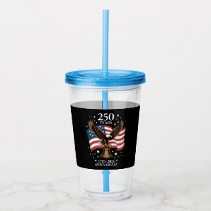 Adler und Flagge 250 Jahre Amerika 1776-2026 Acryltrinkbecher
