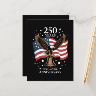 Adler und Flagge 250 Jahre Amerika 1776-2026 Ankündigungspostkarte
