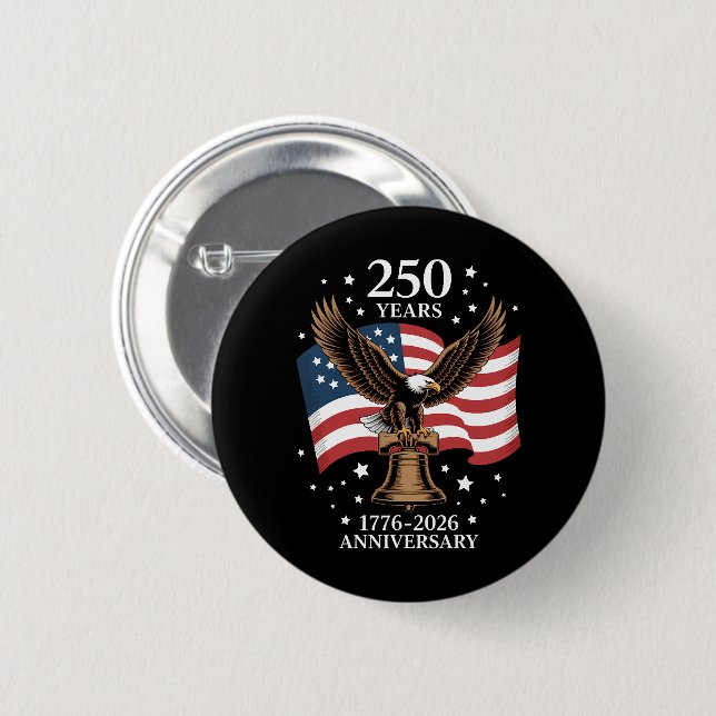 Adler und Flagge 250 Jahre Amerika 1776-2026 Button (Vorne & Hinten)