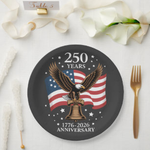 Adler und Flagge 250 Jahre Amerika 1776-2026 Pappteller