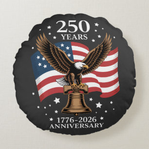 Adler und Flagge 250 Jahre Amerika 1776-2026 Rundes Kissen