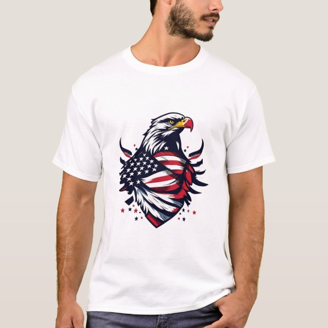 Adler und Flagge Amerikas - Patriotischer Symbolis T-Shirt (Vorderseite)