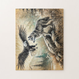 Adler und Wolf in freier Wildbahn Puzzle
