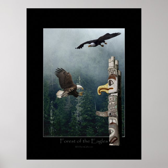 Adler, Wald & Haida Totem Kunst-Poster Poster (Vorne)
