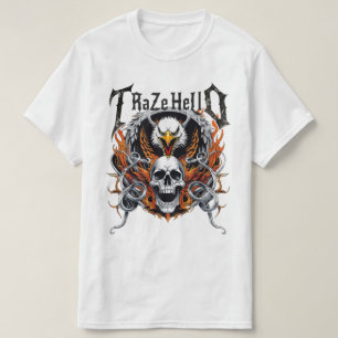 Adlerauge-Schädel-Flammen-Power-Bike-Kunst um die  T-Shirt