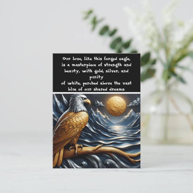 Adlerblick: Gipfel, tief, azurblau Postkarte (Stehend Vorderseite)