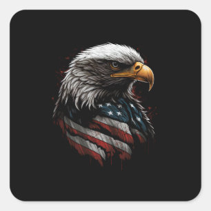 Adlerdesign mit amerikanischer Flagge Quadratischer Aufkleber