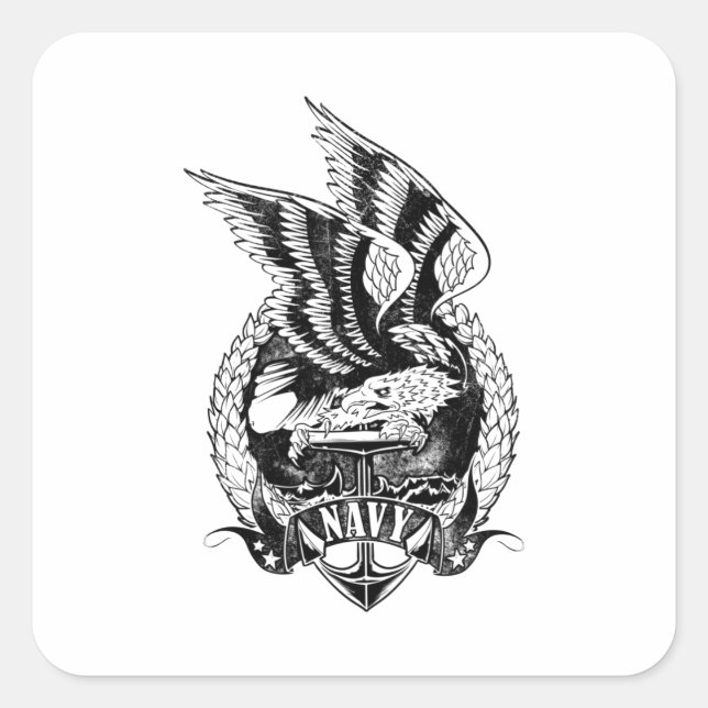 Adleremblem der US-Marine rosa Quadratischer Aufkleber (Vorderseite)