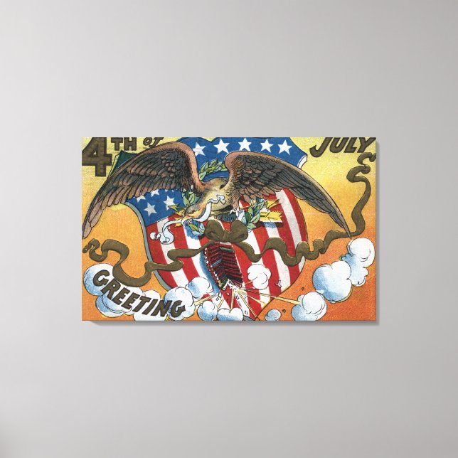 Adleremblem mit Feuerwerk, Flaggenschild Leinwanddruck (Vorderseite)