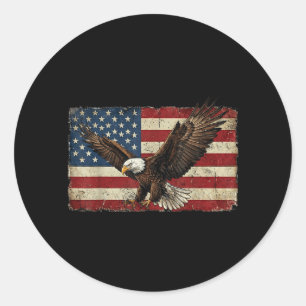 Adlerflagge Amerikanisch Patriotisch USA Amerika 4 Runder Aufkleber