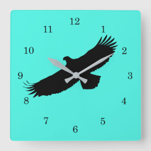 Adlerfliegen - Farbe / Text hinzufügen Quadratische Wanduhr
