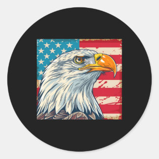 Adlerkopf USA-Flagge US-Flagge  Runder Aufkleber