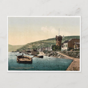 Adlerturm und Niederwald, Rüdesheim, der Rhein, Postkarte