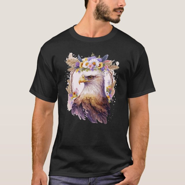 Adlervogel der Blume Kronenblume Vogelbeobachtung T-Shirt (Vorderseite)