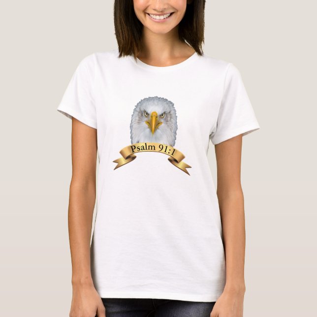 Adlervogel mit Psalm 91:1 T-Shirt (Vorderseite)