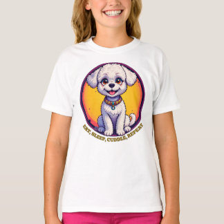 Adlige Cartoon Welpe mit hellen Augen T-Shirt
