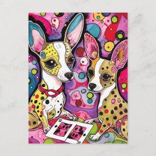 Adlige Chihuahua Hunde spielen Karten Postcard