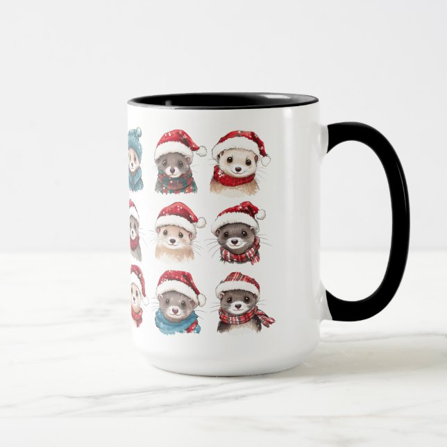 Adlige Frettchen in Weihnachtshütten Tasse (Rechts)