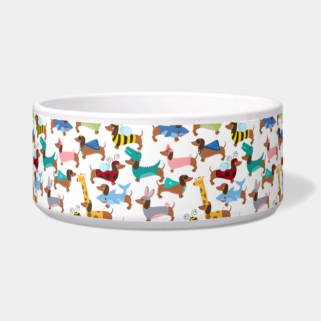 Adlige Halloween-Dackeln in Kostümen Napf (Vorderseite)