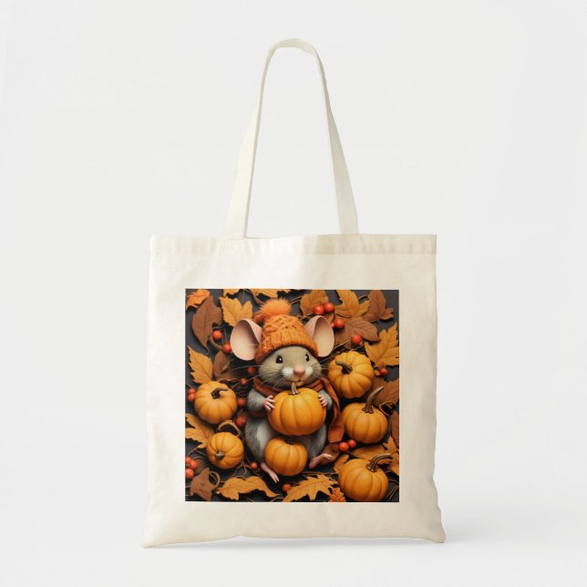 Adlige Herbstmaus mit Pumpkins-Tasche Tragetasche (Vorne)