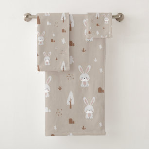 Adlige Kaninchen Muster Badetuch Set
