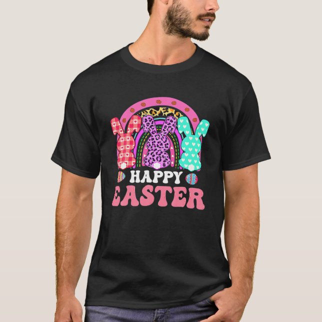 Adlige Niedliche Ostern Leopard Rabbit T-Shirt (Vorderseite)