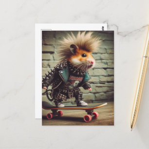 Adlige Punk Rock Skateboarding Hamster Postkarte