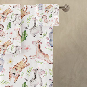 Adlige Safari-Tiere Kinder Badhandtuch Set
